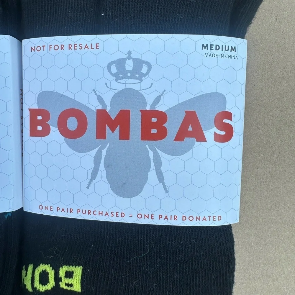 Bombas Men's Athletic Socks in Black with Orange and Blue Accents